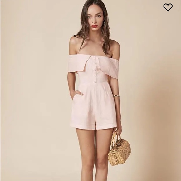 REFORMATION Frankie Jumpsuit Romper NWOT sz.0 in Rose White - Picture 3 of 9